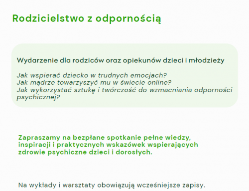 Zaproszenie na wydarzenie “Rodzicielstwo z odpornością”  28 marca   PPP nr 10